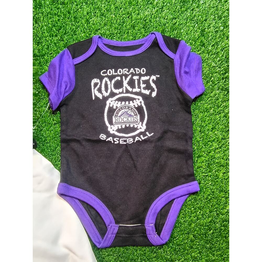 Colorado Rockies "Newest Fan" Baby Bodysuit Set 6-9 M NWT - Picture 3 of 7